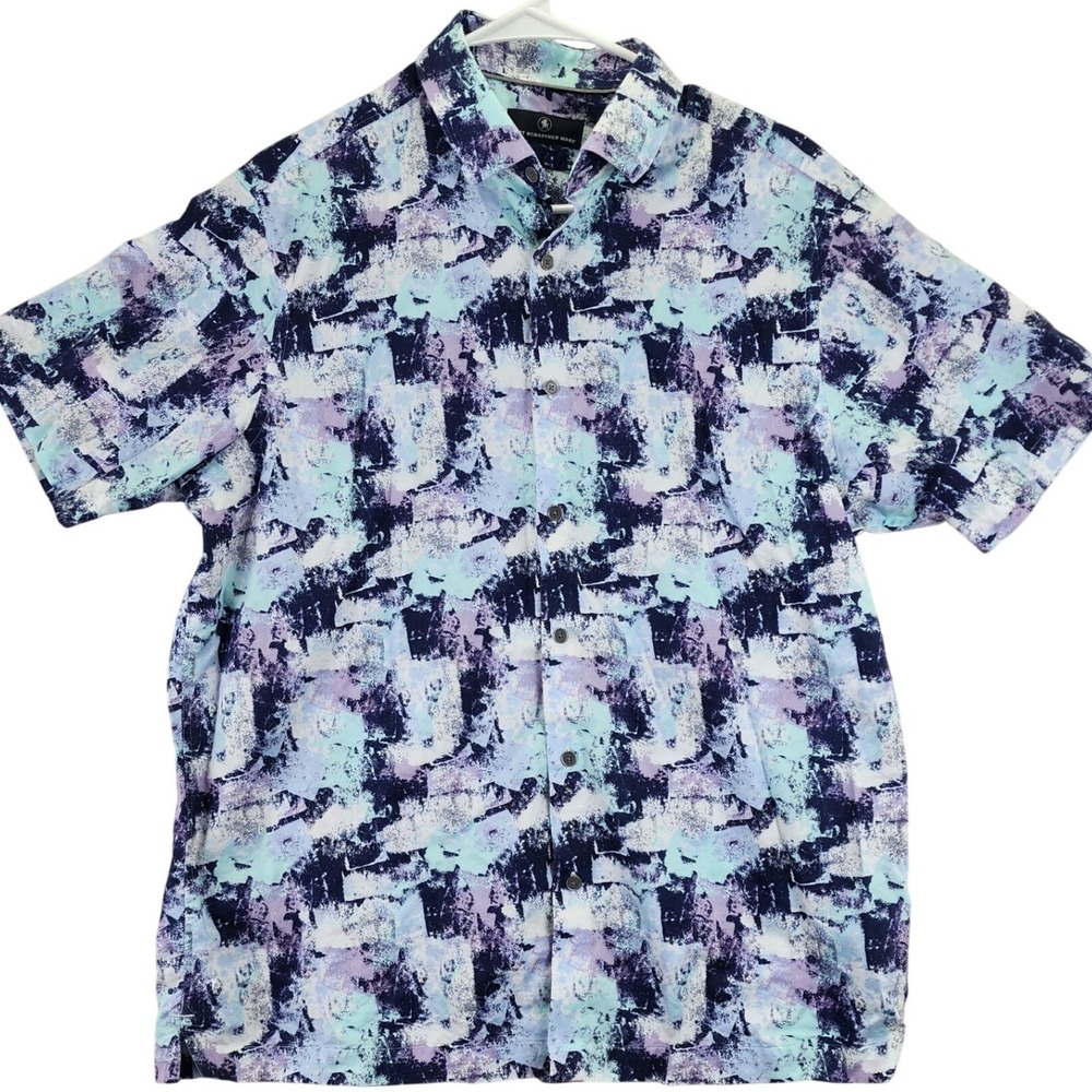Hart Schaffner Marx Abstract Print Short Sleeve Button Down Shirt Mens Size L